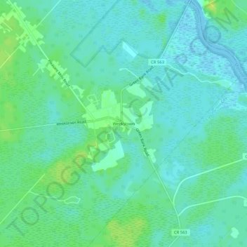 Weekstown topographic map, elevation, terrain