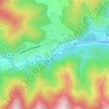 Pont du Diable topographic map, elevation, terrain