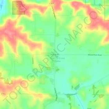Pine Bluff topographic map, elevation, terrain