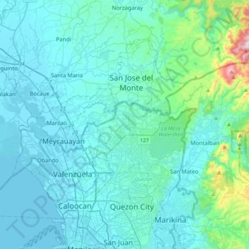 Caloocan topographic map, elevation, terrain