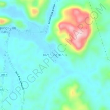 Kampung Benuk topographic map, elevation, terrain