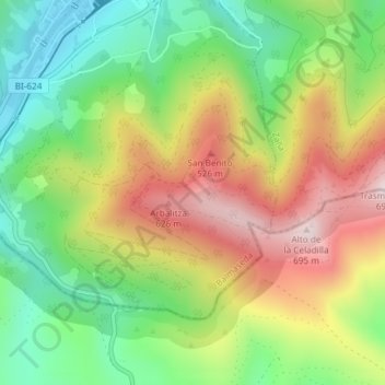 El Rebollar de Cano topographic map, elevation, terrain