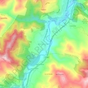 Monte Castello topographic map, elevation, terrain