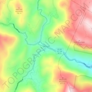 Bat Cave topographic map, elevation, terrain