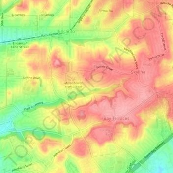 North Bay Terraces topographic map, elevation, terrain