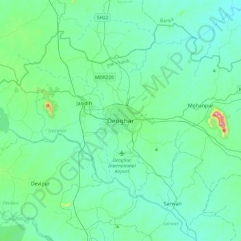 Deoghar topographic map, elevation, terrain