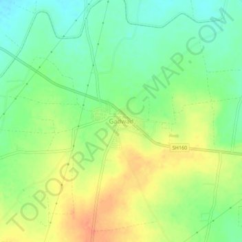 Gadwad topographic map, elevation, terrain