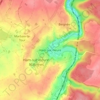 Ham-sur-Heure topographic map, elevation, terrain