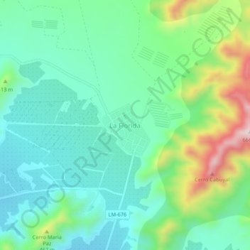 La Florida topographic map, elevation, terrain
