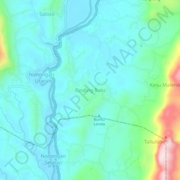 Rinding Batu topographic map, elevation, terrain
