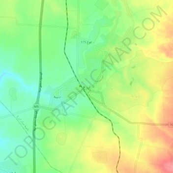 Izra topographic map, elevation, terrain