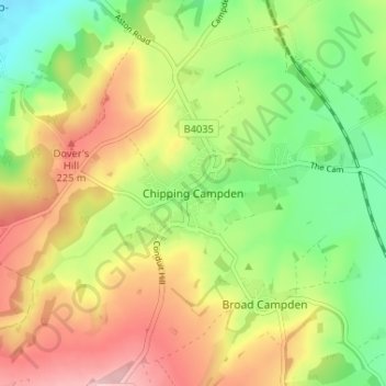 Chipping Campden topographic map, elevation, terrain