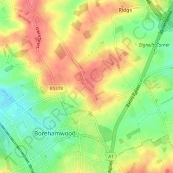 Well End topographic map, elevation, terrain