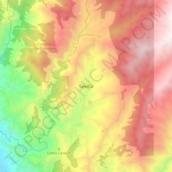 Sevilla topographic map, elevation, terrain