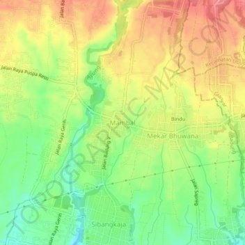 Mambal topographic map, elevation, terrain