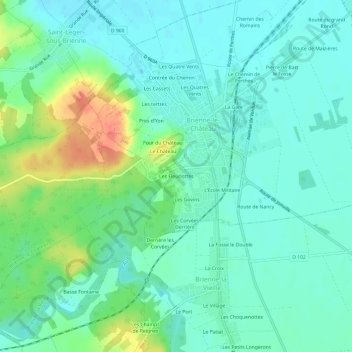 Les Fleuriottes topographic map, elevation, terrain