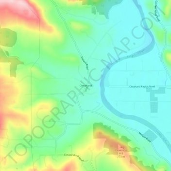 Cleveland topographic map, elevation, terrain