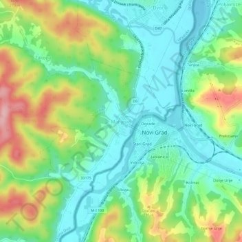 Matijevići topographic map, elevation, terrain