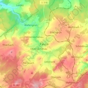 Pausa topographic map, elevation, terrain