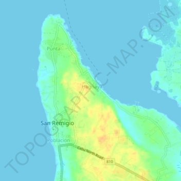 Hagnaya topographic map, elevation, terrain