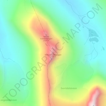 Store Svartdalspiggen topographic map, elevation, terrain