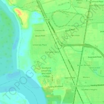 Highland Farms topographic map, elevation, terrain