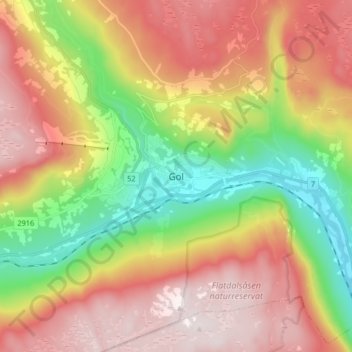 Gol topographic map, elevation, terrain