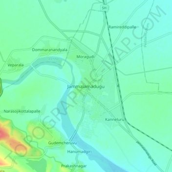 Jammalamadugu topographic map, elevation, terrain