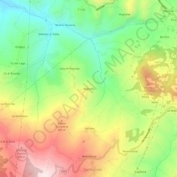 Regnola topographic map, elevation, terrain