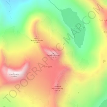 Semelholstinden topographic map, elevation, terrain