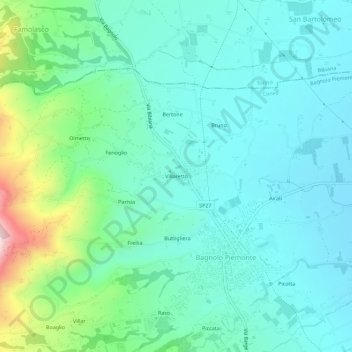 Villaretto topographic map, elevation, terrain
