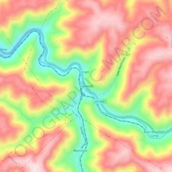 Oakwood topographic map, elevation, terrain