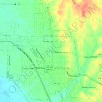 West Helena topographic map, elevation, terrain
