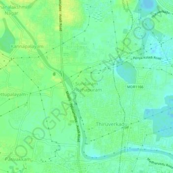 Sundaram Shozhapuram topographic map, elevation, terrain