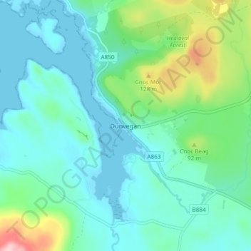 Dunvegan topographic map, elevation, terrain