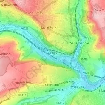 Copley topographic map, elevation, terrain