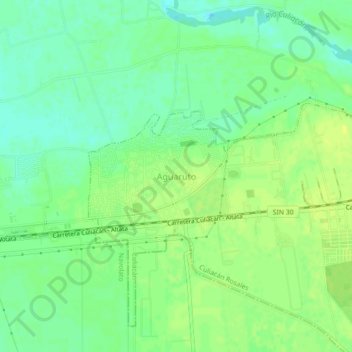 Aguaruto topographic map, elevation, terrain