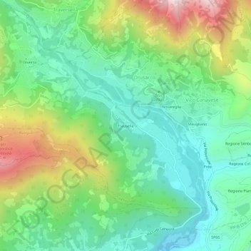 Trausella topographic map, elevation, terrain