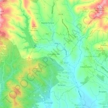 Castelletto Villa topographic map, elevation, terrain