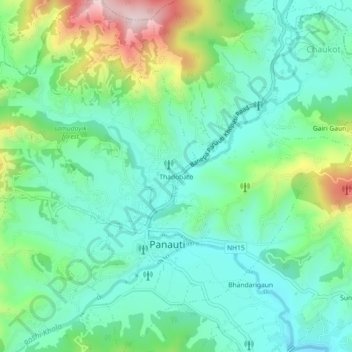 Thadobato topographic map, elevation, terrain