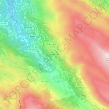 Lucoli Alto topographic map, elevation, terrain