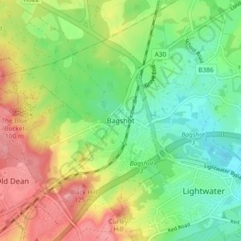 Bagshot topographic map, elevation, terrain