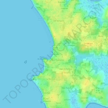 Poudrantais topographic map, elevation, terrain