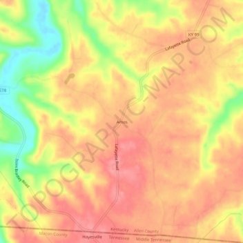 Amos topographic map, elevation, terrain
