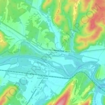 Oldtown topographic map, elevation, terrain