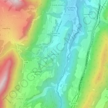Chaudeneyre topographic map, elevation, terrain