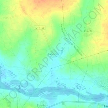 Tabadian topographic map, elevation, terrain