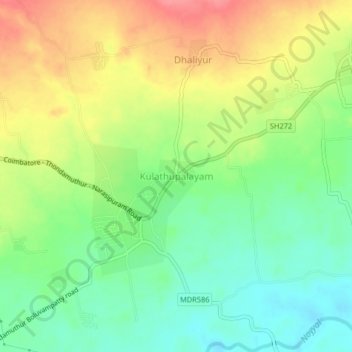 Kulathupalayam topographic map, elevation, terrain