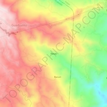 Pavas topographic map, elevation, terrain