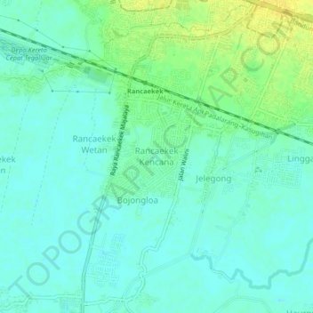 Rancaekek Kencana topographic map, elevation, terrain
